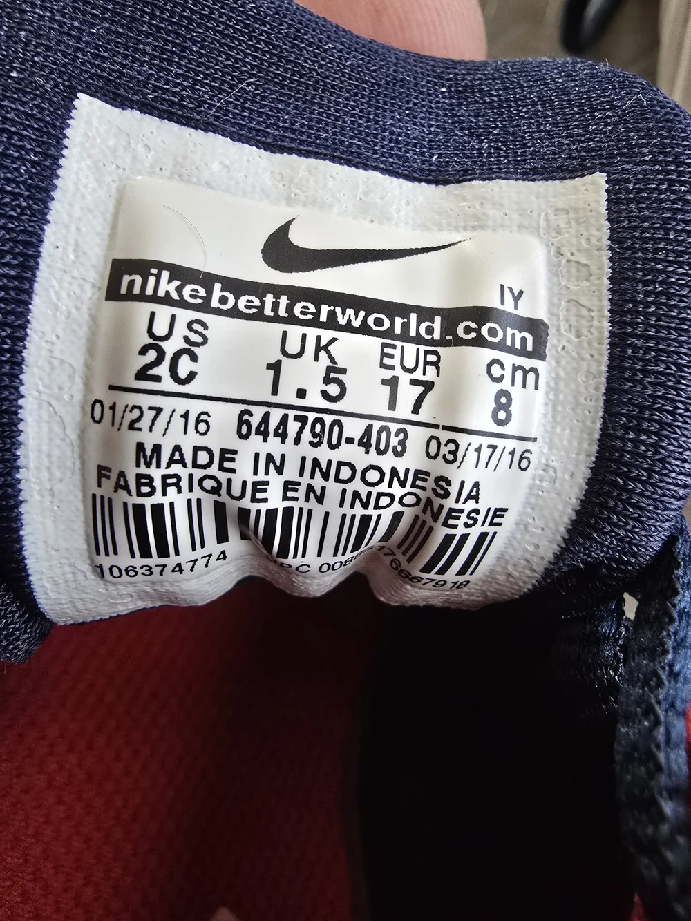 Nike Toddler Navy, White and Red Foam Runner Sneakers